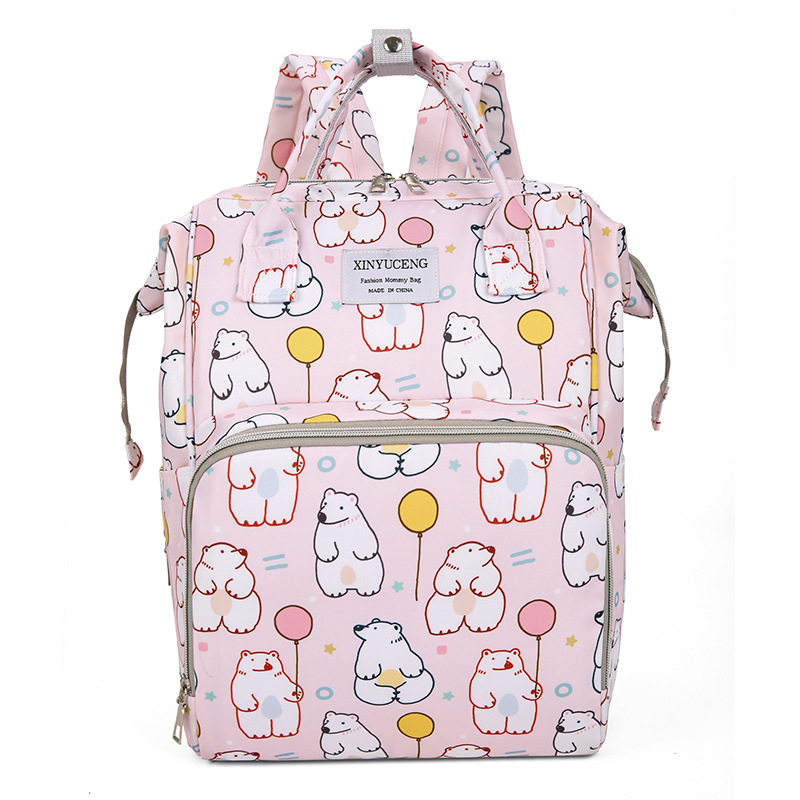 Fashion Printed Mummy Bag Cross-Border New Arrival Nylon Multi-Functional Large Capacity Portable Travel Backpack Baby Diaper Bag