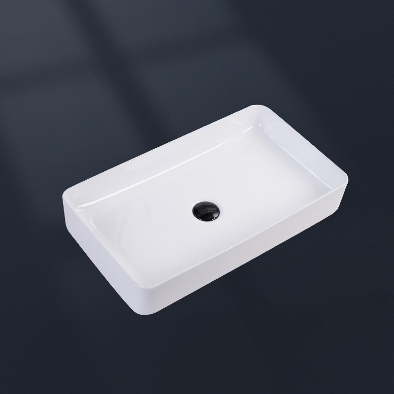 薄边陶瓷台上盆单盆酒店卫生间洗手盆家用洗脸盆长方形白色艺术盆