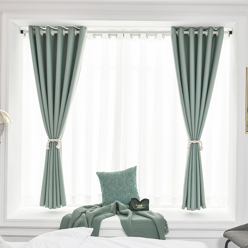 窗帘免打孔安装卧室飘窗小窗短款成品一整套全遮光遮阳2021年新款