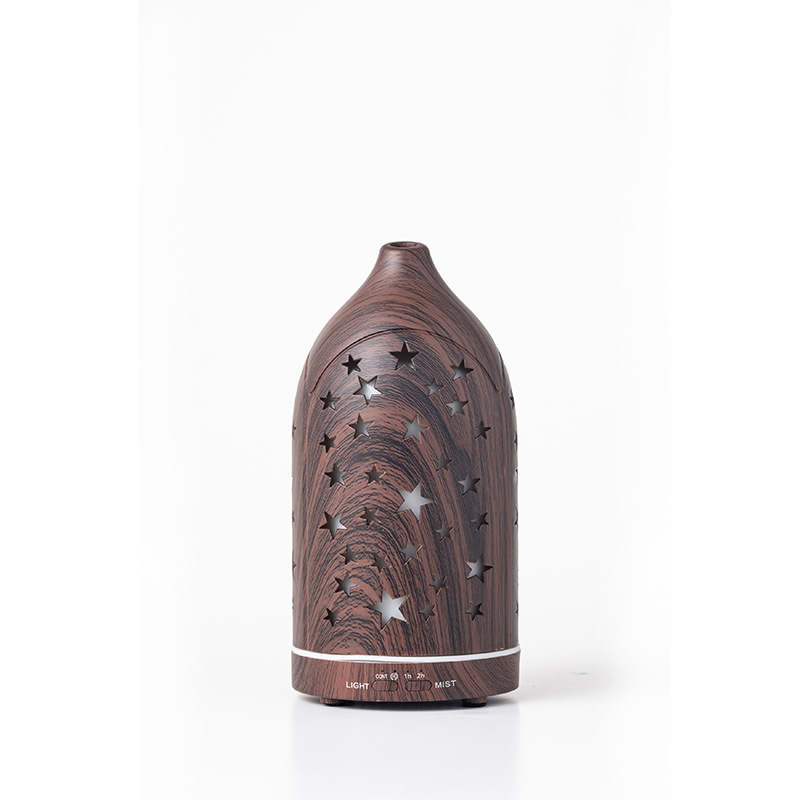 2022 Wood Grain Aroma Diffuser Large Capacity Essential Oil Aromatic Humidifier Colorful Hollow Air Purifier