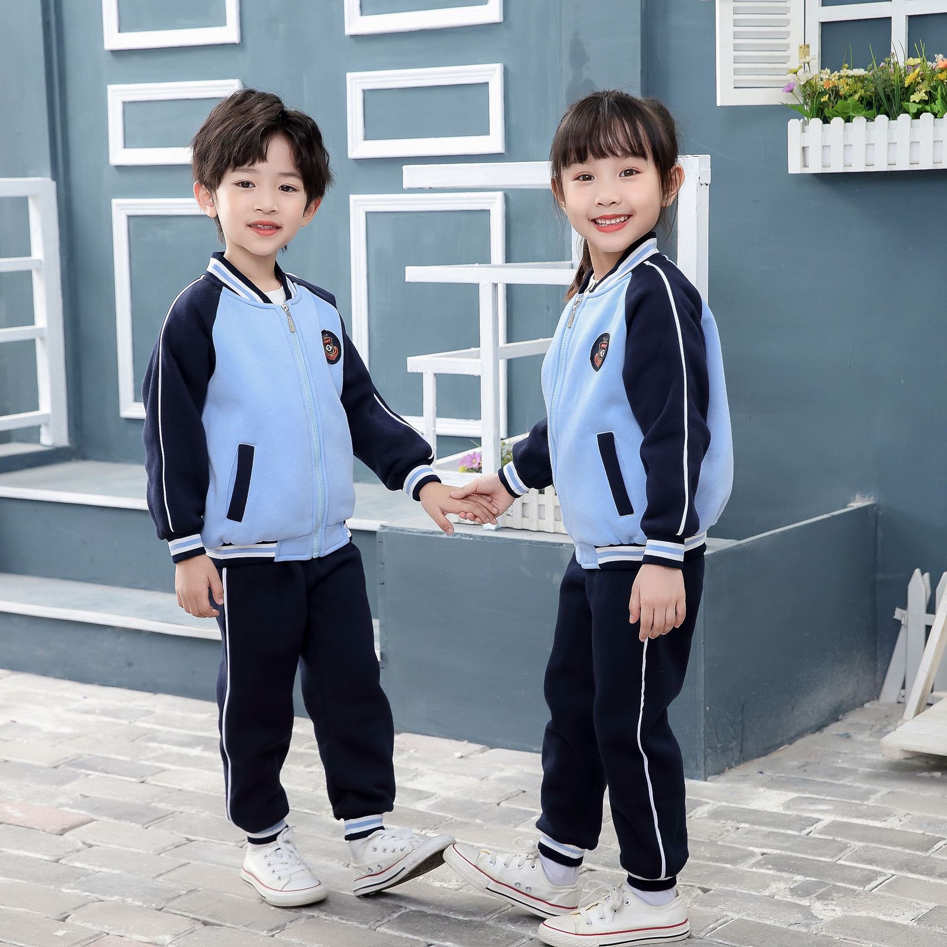 春秋冬装金光绒校服批发幼儿园服套装儿童秋冬季加绒卫衣校服班服