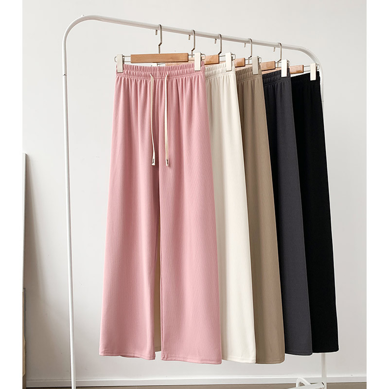 Pink Narrow Wide-Leg Pants for Women 2023 Spring and Summer Thin Draping Small Straight Slimming Casual Mop Pants