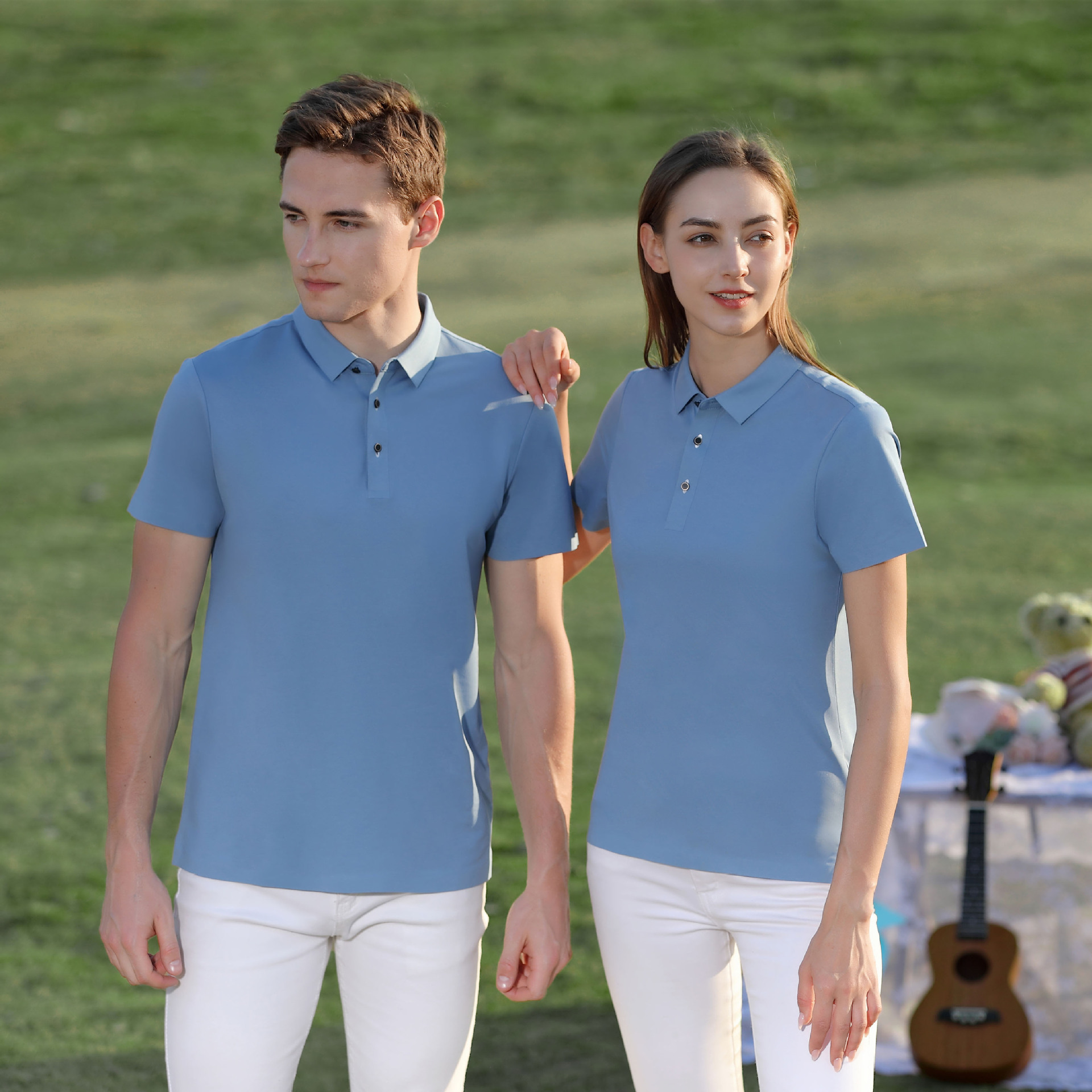 polo衫短袖男女同款工作服纯色冰凉丝光棉厂家批发现货t恤文化衫