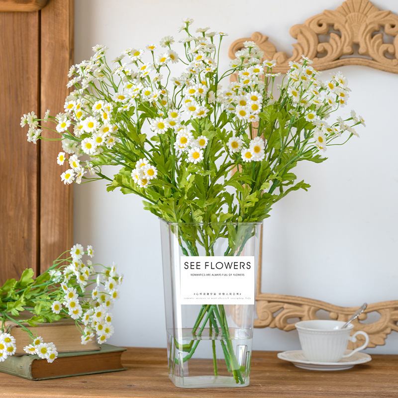 奶油洋甘菊小雏菊假花仿真花高档新款花店花瓶桶插花摆设花艺摆件