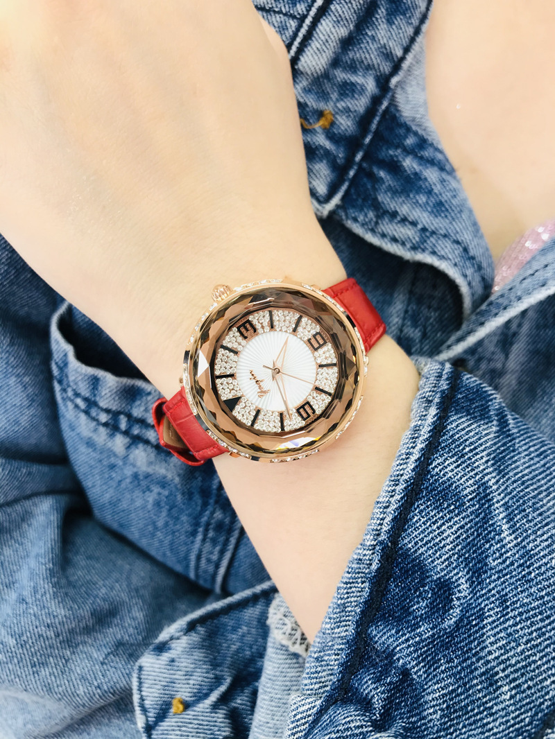 雅琴手表满天星镶钻菱形切割时尚品牌防水女士女表皮带一件代发