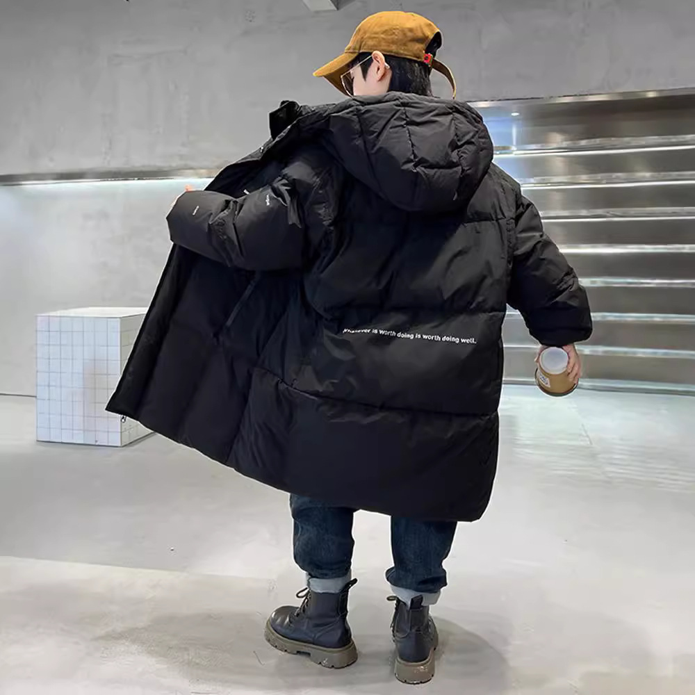 男童冬季羽绒棉服2024新款中大童加厚冬装中长款棉衣洋气抗寒外套