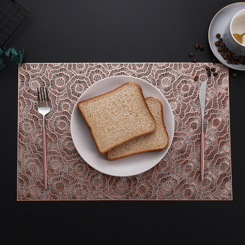 Hollow Pvc Placemat New Chinese Style Insulated Dining Table Mat Bowl Plate Coaster Hotel Restaurant and Cafe Western-Style Placemat Wholesale