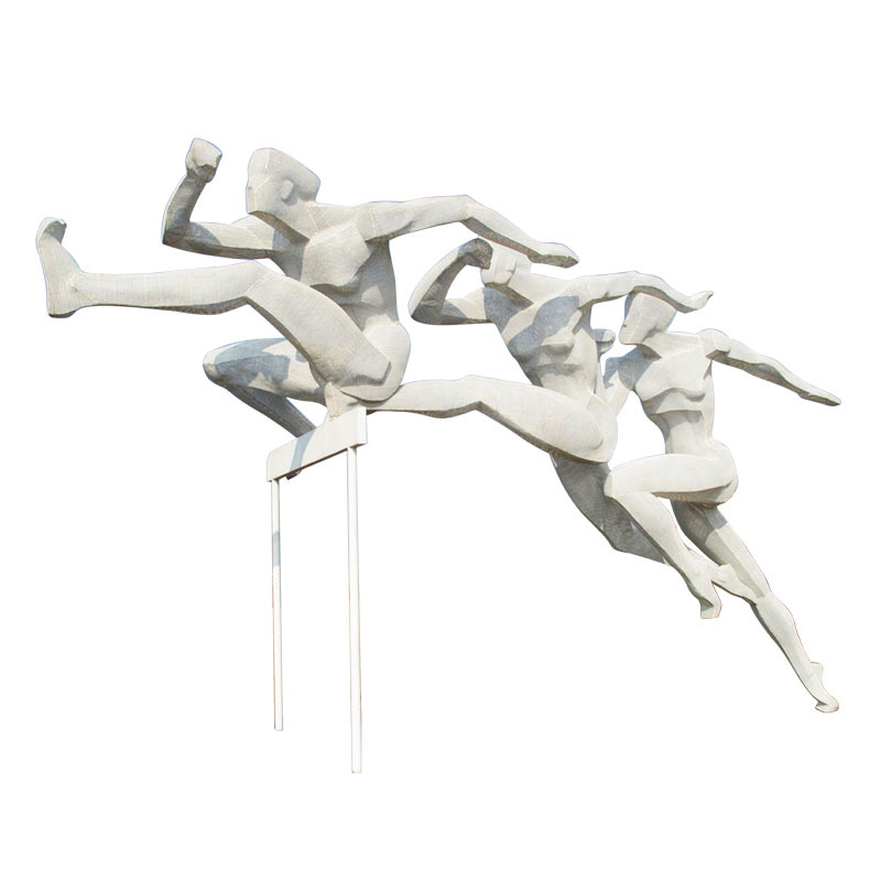 跨栏人物不锈钢雕塑定制体育广场运动主题抽象跑步景观小品雕塑