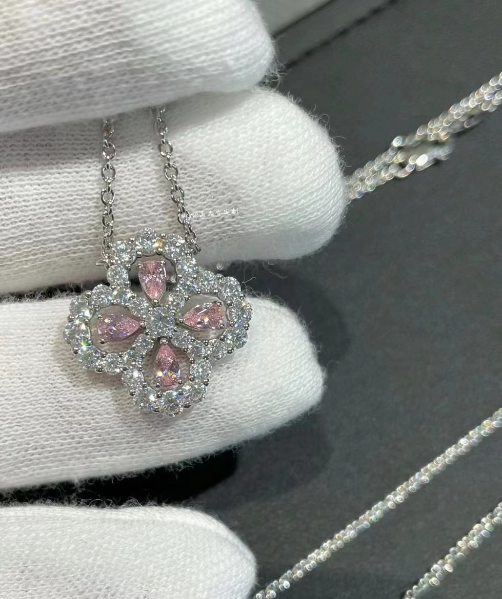High Version Hw Necklace Loop Clover Diamond Large Hai Rui Wen Si Flower Pendant Full Diamond