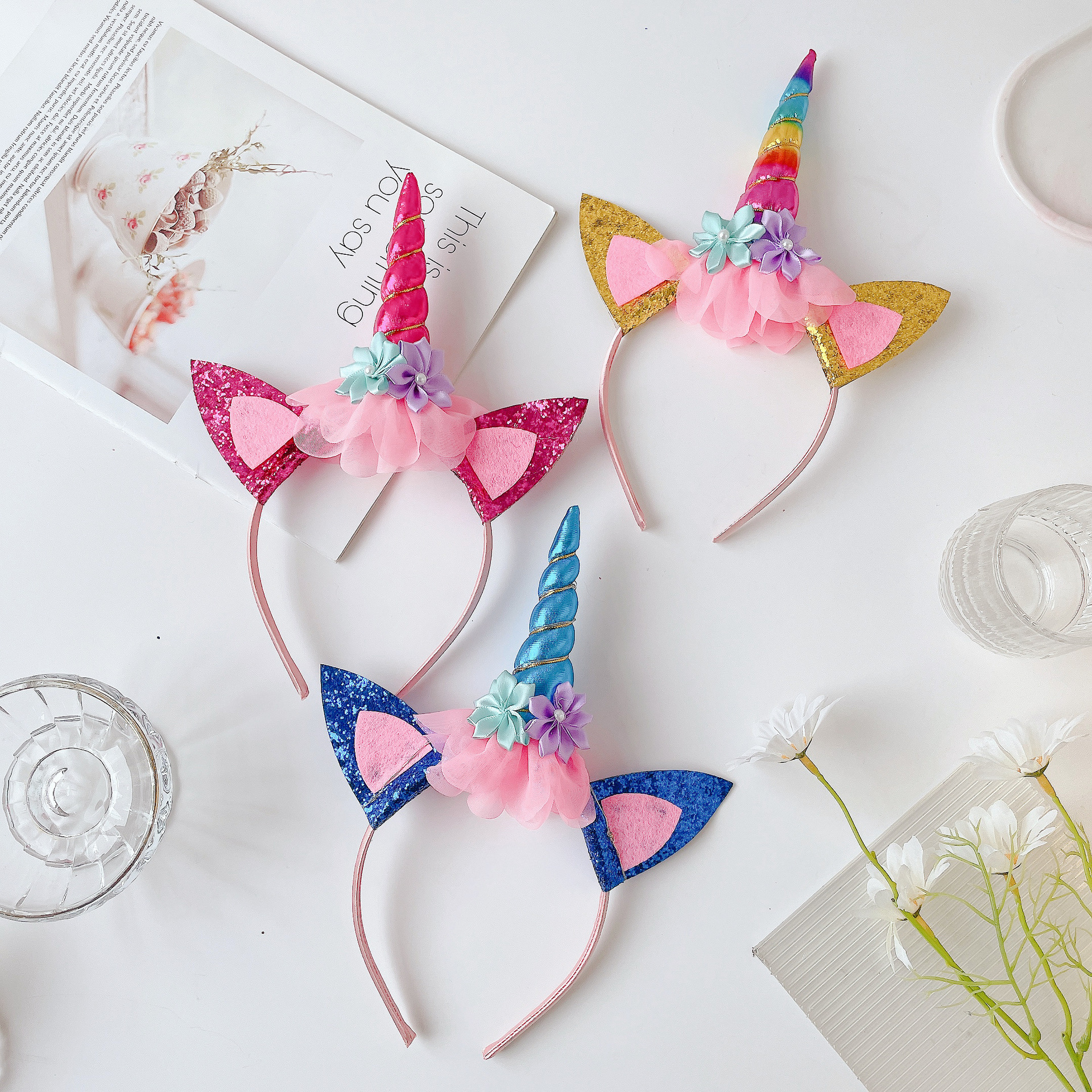 Cross-Border Hot Children's Day Headband Unicorn Cute Convex Skirt Headband Festival Stage Performance Garland Hair Accessories