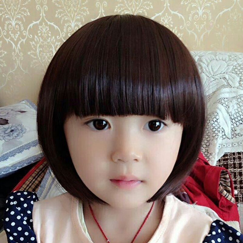 儿童假发女可爱bobo头套韩版公主齐刘海短发女童拍照摄影波波发套