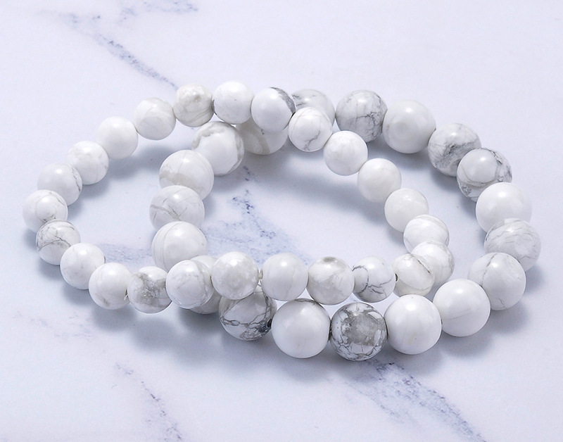 亚马逊跨境天然白松石纯色手链 天然石串珠手链白松手链