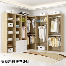 实木简易衣柜简约现代经济型组装衣帽间卧室家具转角柜子衣柜人造