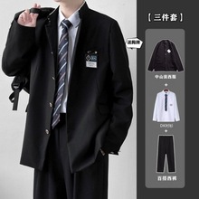 学院风西装外套男ins潮牌痞帅设计感中山装日系复古DK制服