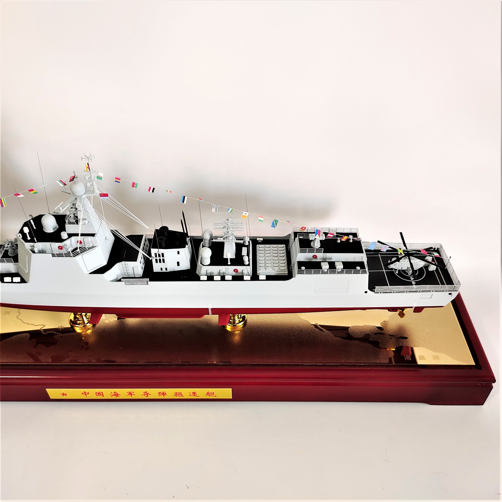 老兵退伍礼品树脂仿真拉满旗054a导弹护卫舰军事模型1:180临沂舰