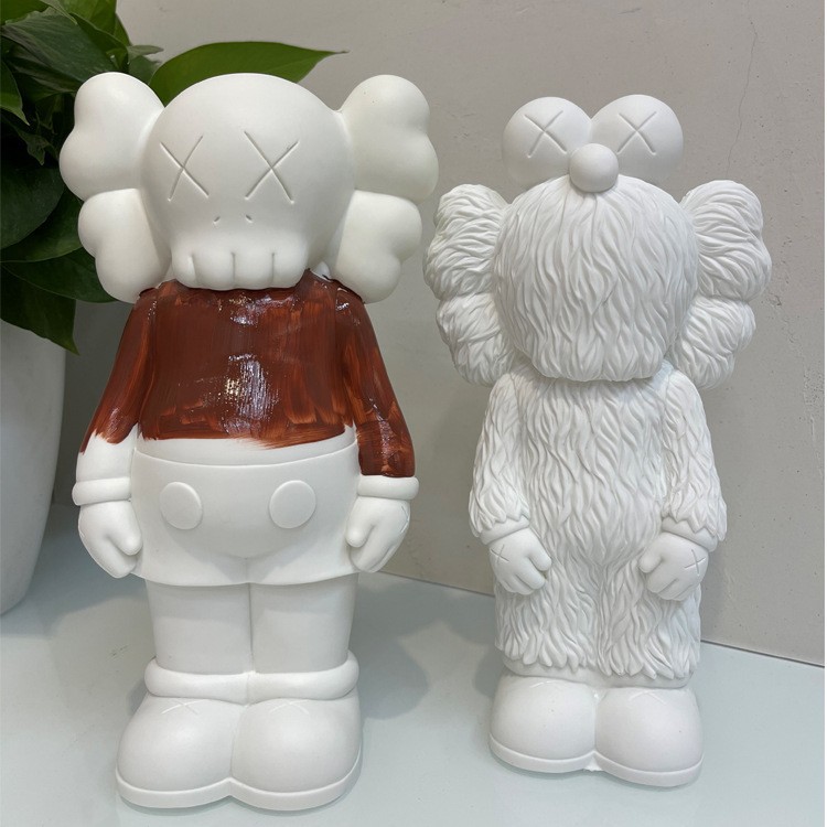 芝麻街流体kaws白胚流体涂鸦手作创意diy仔摆件暴力熊搪胶娃娃