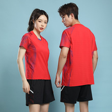 新款羽毛球服侧印花跑步运动乒乓球服短袖可搭配套装训练比赛球衣