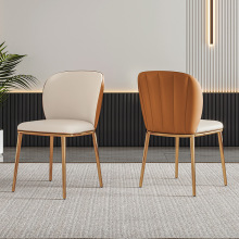 设计师TJXJ976轻奢餐椅靠背意式家用皮椅不锈钢创意高端餐椅ins风
