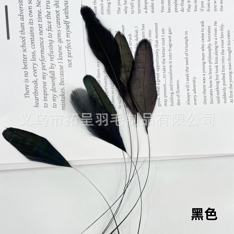 厂家批发撕黑尾羽毛服装头饰品配件工艺品挂件材料DIY手工装饰品