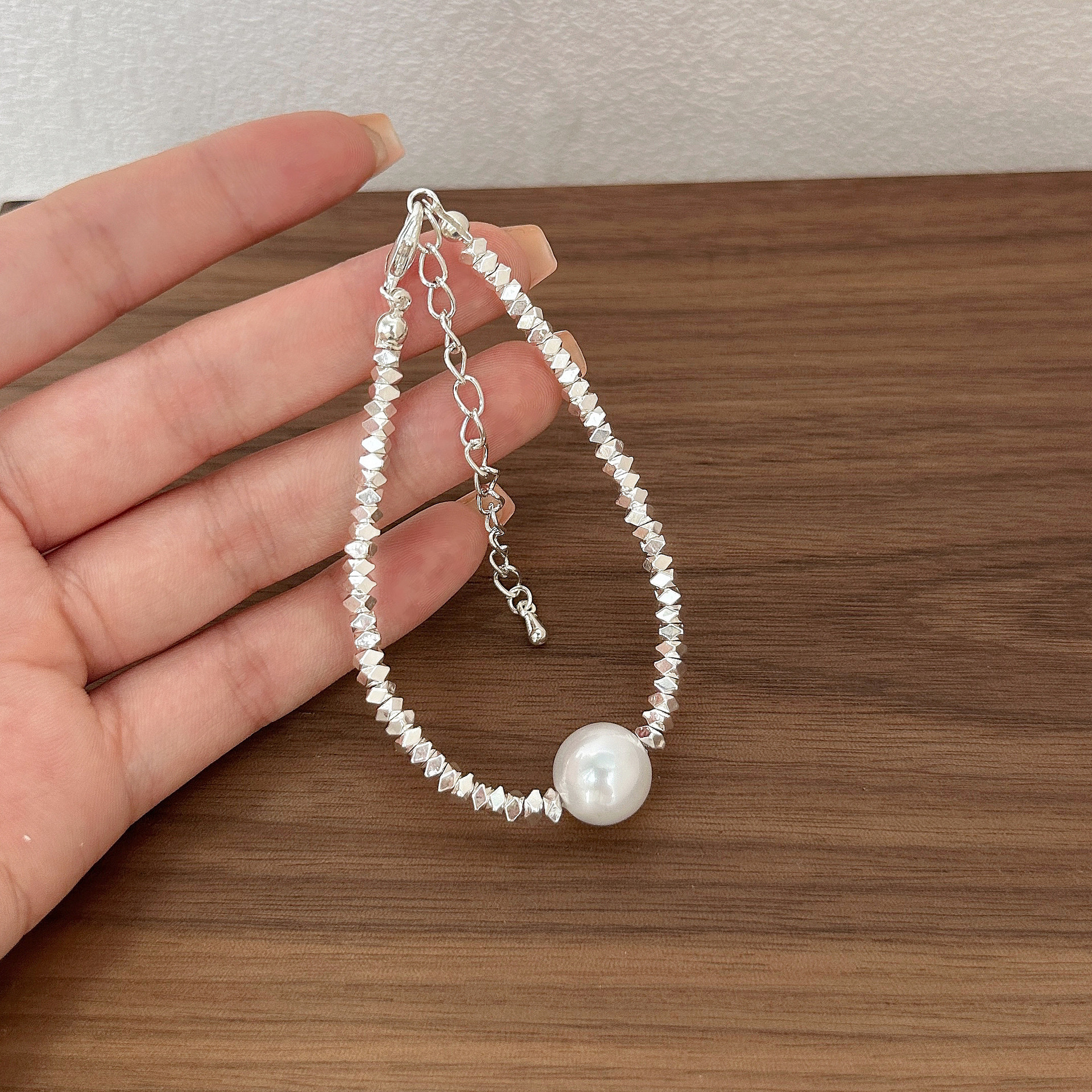 New Simple Small Pieces of Silver Pearl Fashion Necklace Bracelet Women's Daily Light Luxury Minority Exquisite Summer All-Matching