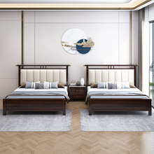 新中式全实木床1.2米单人床现代简约卧室新款风轻奢儿童床1米