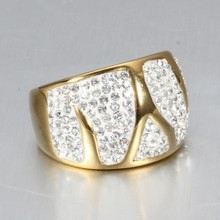 Wish速卖通新款 欧美简约不规则戒指白水钻镶嵌个性创意18K金戒指