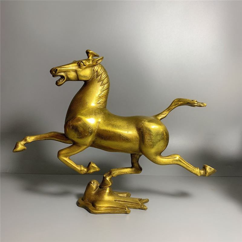 黄铜奔马工艺品青铜马踏飞燕家居摆件马到成功生日祝福商务礼品