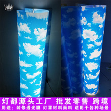 蓝天白云优质中式防水PVC天花装修灯箱面料透光灯膜羊皮灯罩材料