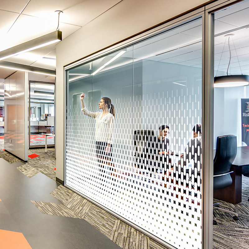 创意几何渐变办公室玻璃磨砂贴膜公司会议洽谈室uv圆点透明静电贴