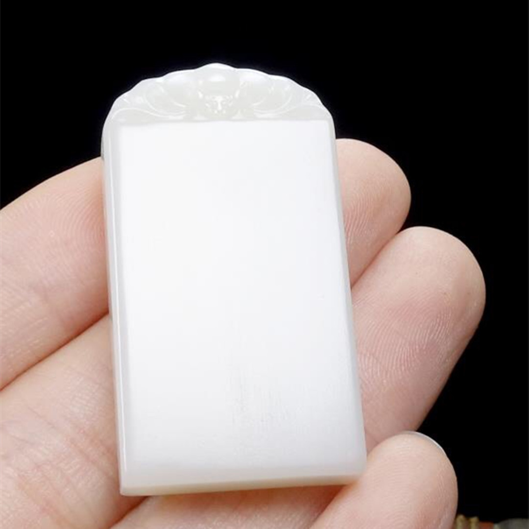 新疆和田玉白玉吊坠男士玉牌福在眼前平安无事牌男款玉坠项链挂件