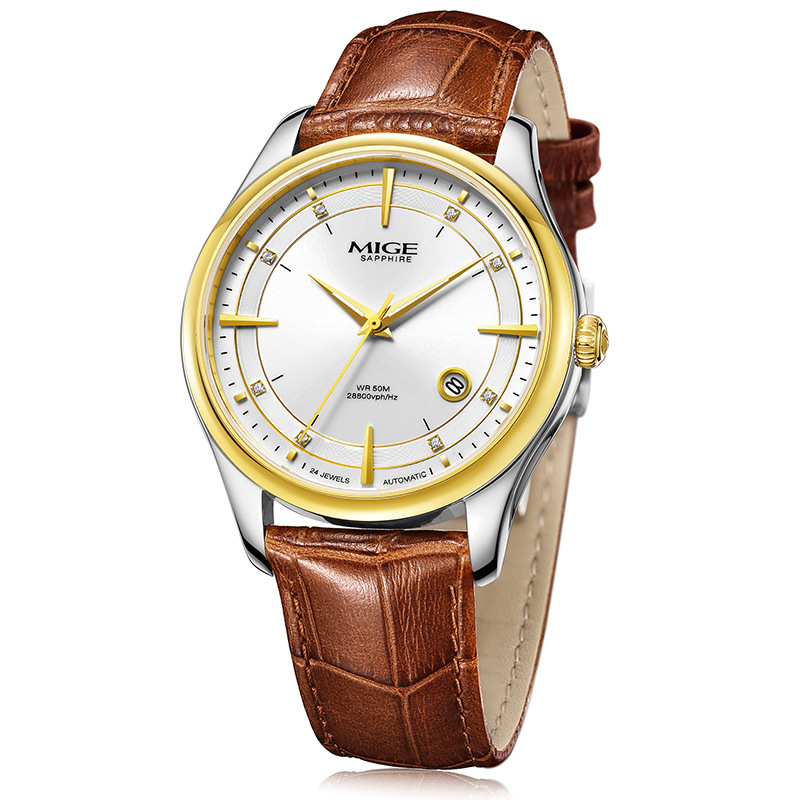 米格mige传承系列全自动机械表情侣手表mg9138