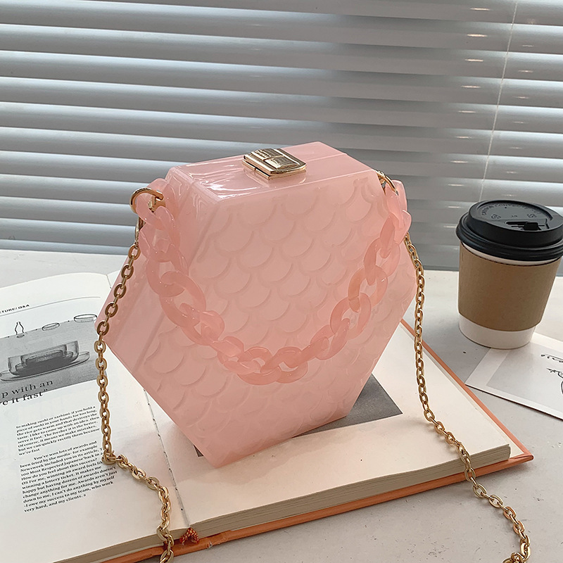 Internet Celebrity Funny Personality Acrylic Box Bag 2022 Fashion Candy Color Ins Soft Girl Crossbody Chain Dinner Bag