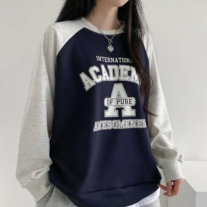 stitching 2023 new fashion brand sweater women‘s spring/autumn/winter korean style fleece-lined design sense niche lazy chic long sleeve