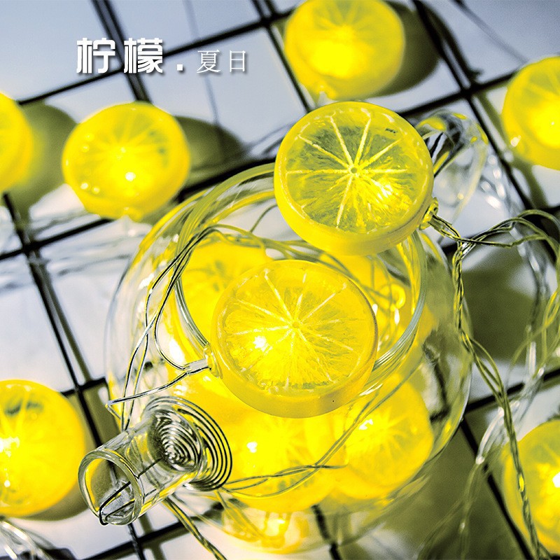 Battery Box Fruit Shape Summer Summer Summer Birthday Atmosphere Ornamental Festoon Lamp LED Solar Lemon Lighting Chain