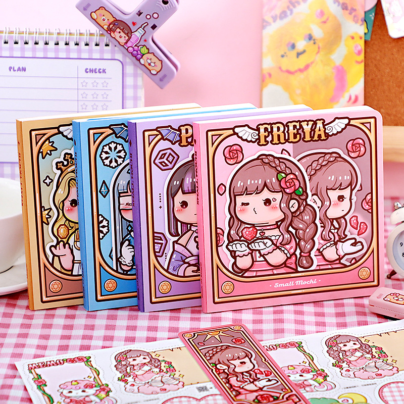 New Small Fried Glutinous Rice Cake Stuffed with Bean Paste Square Hand Book Magic Series Girl Heart Retro Journal Book Fine Art Squared Notebook