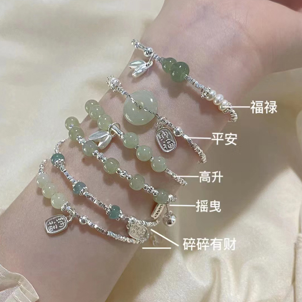 xiaohongshu small pieces of silver sterling silver bracelet ornament women‘s high-grade natural hetian jade bracelet bracelet with hand gift wholesale