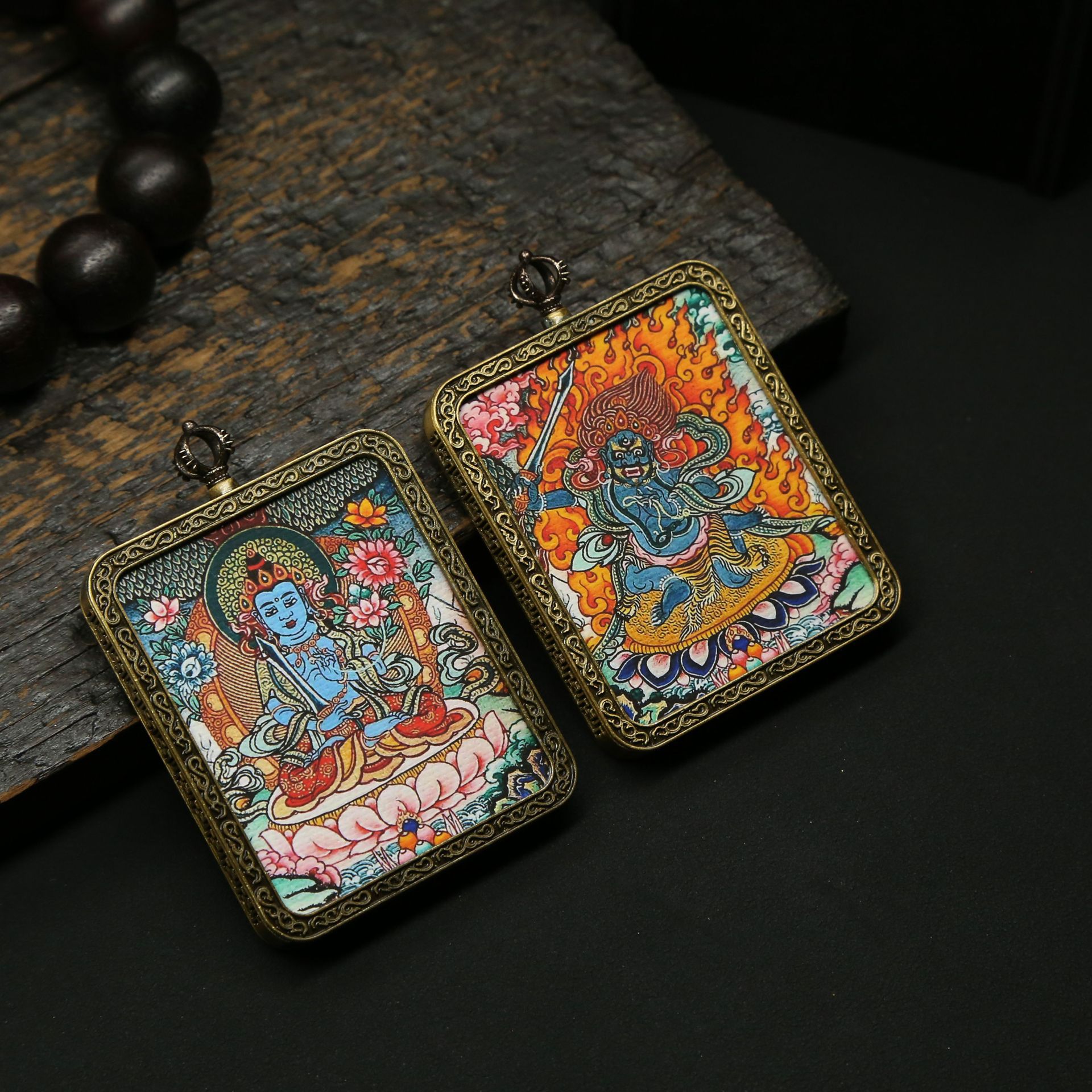 八大守护神唐卡画像藏式装饰品男士挂件手工项链 国潮新款装饰