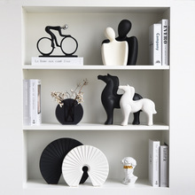 北欧现代创意抽象人物雕塑办公室客厅电视柜书柜酒柜软装饰品嘉卓