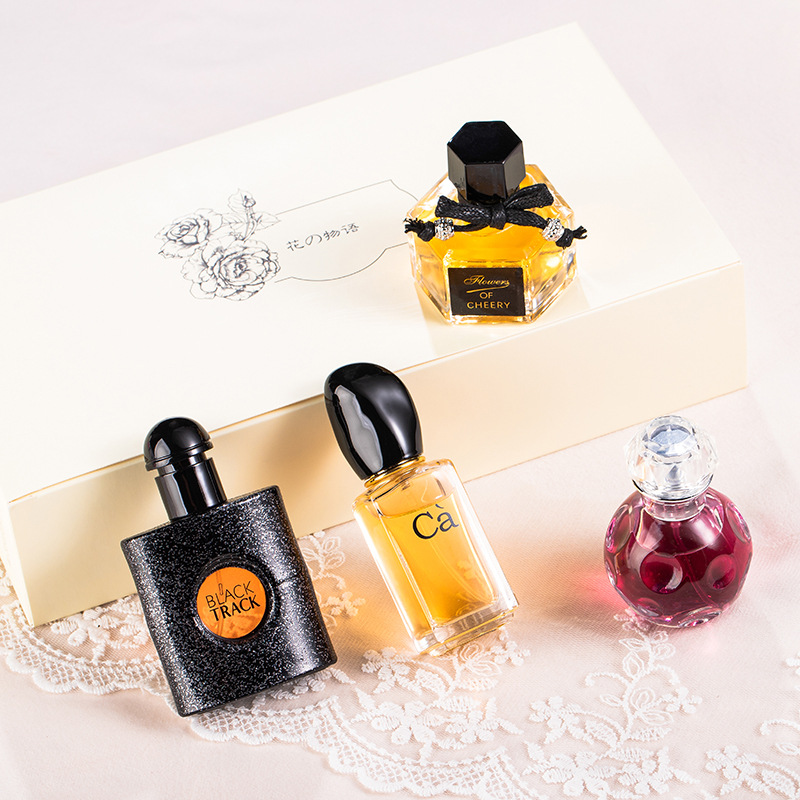 Flower Words Best-Seller on Douyin Perfume for Women Gift Set Long-Lasting Light Perfume Black Opium Perfume Four-Piece Set Wholesale