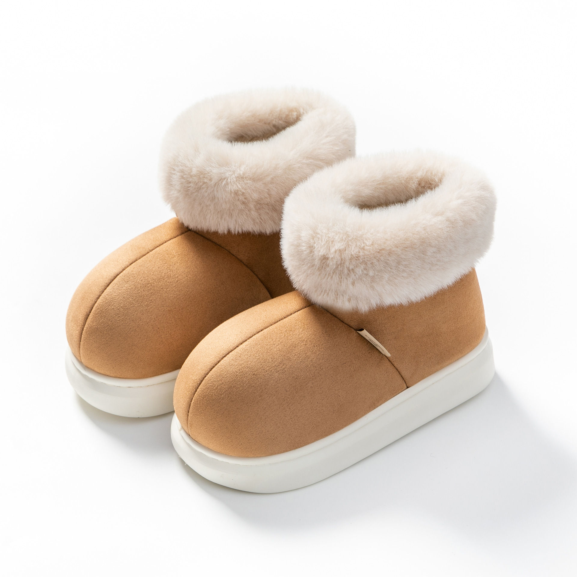 Thick-Soled Cotton Slippers Women's Winter Fleece-lined Indoor Home Bag Heel Confinement Cotton Shoes Big Fur Mouth Autumn and Winter Warm Feeling of Walking on Shit