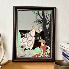 欧式文艺复古镜子画 中古vintage镜面摆件服装店客厅卧室艺术挂画