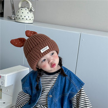 小清新韩版可爱拼色耳朵儿童针织帽子秋冬男女宝宝保暖毛线套头帽