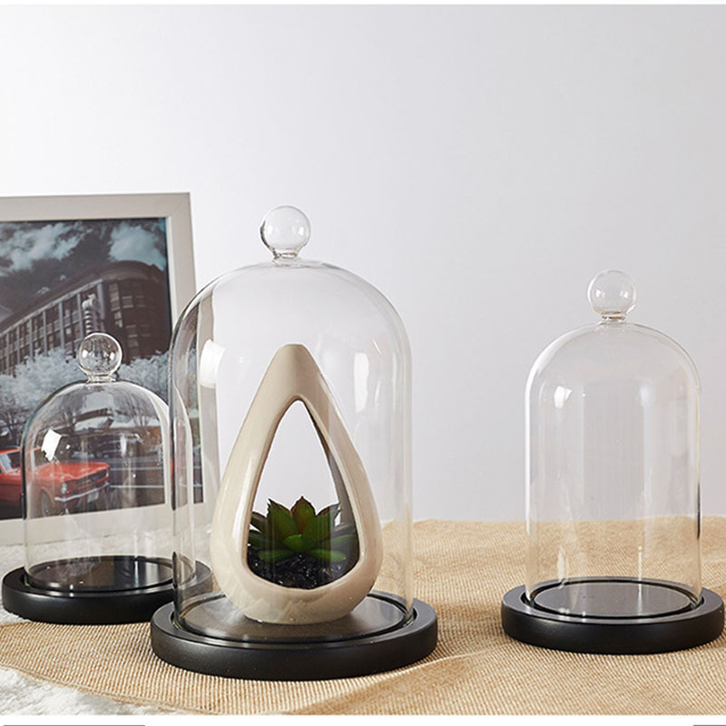 高硼硅透明玻璃罩批发圆弧顶防尘圆罩核桃人偶工艺品摆件展示罩子