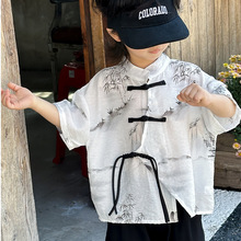 洋气男童唐装短袖套装中小童宝宝中国风度假两件夏季薄款韩国童装