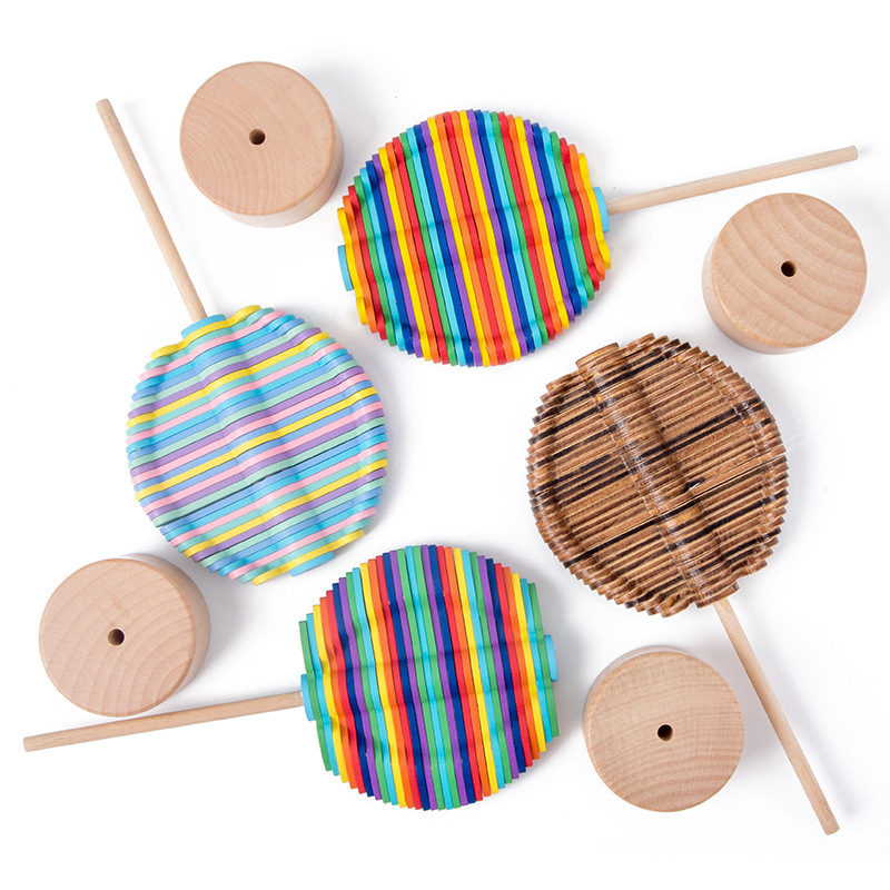 Tiktok Same Style Wooden Rotating Lollipop Fisher Series Creative Office Decoration Decompression Rotating Toy