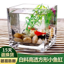 方形鱼缸透明玻璃水培植物小型金鱼缸客厅迷你缸桌面办公桌小鱼缸