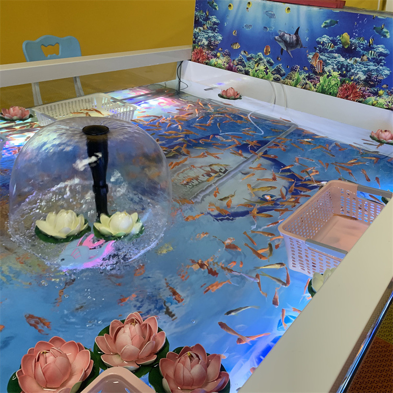 儿童游乐场商场室内捞鱼池商用喂奶吃奶鱼超白玻璃鱼缸多用萌宠池