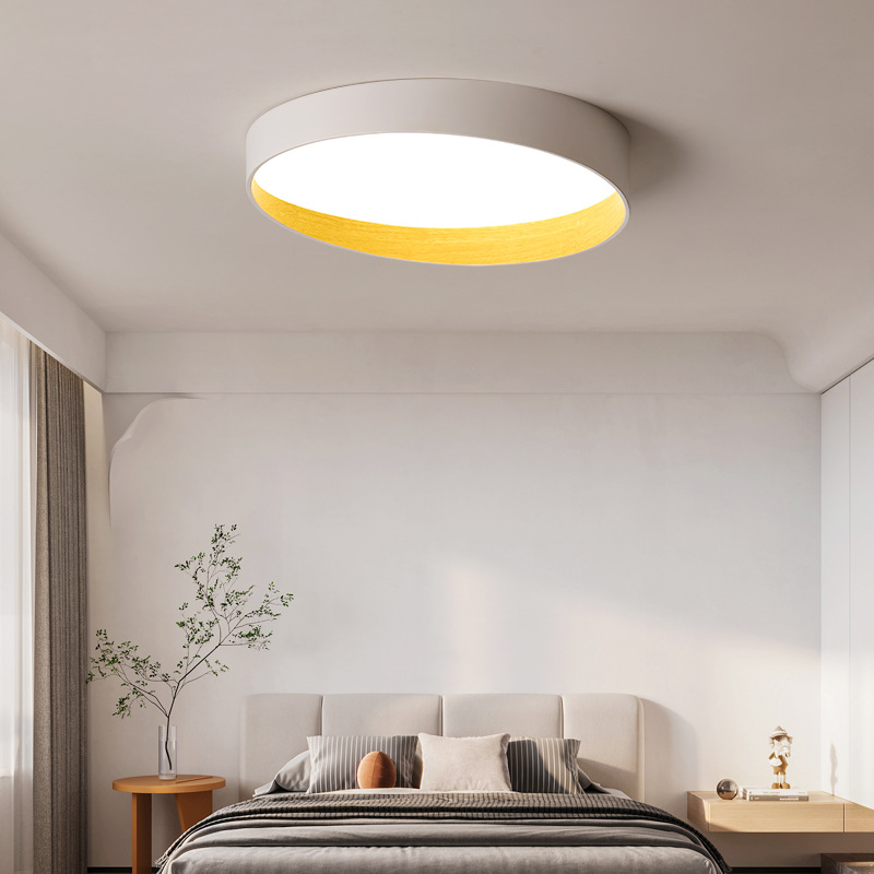 Japanese Style Silent Style Master Bedroom Light Ceiling Light Wood Grain Ceiling Luminaire Surface Mounted Luminaire Simple Modern Study round Room Light