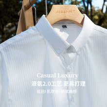 白色衬衫男长袖高级感免烫条纹上衣潮流韩版正装商务休闲衬衣定制