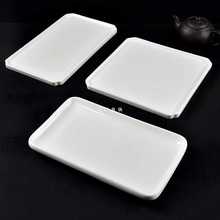 纯白陶瓷简约长方盘白色方形菜盘子创意小吃盘长条托盘早餐茶托盘